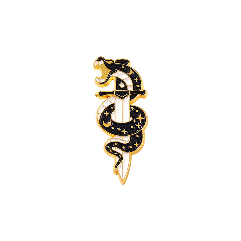 Broche de aleación con forma de serpiente de dibujos animados, broche de goteo de aceite para hombres y mujeres, accesorios