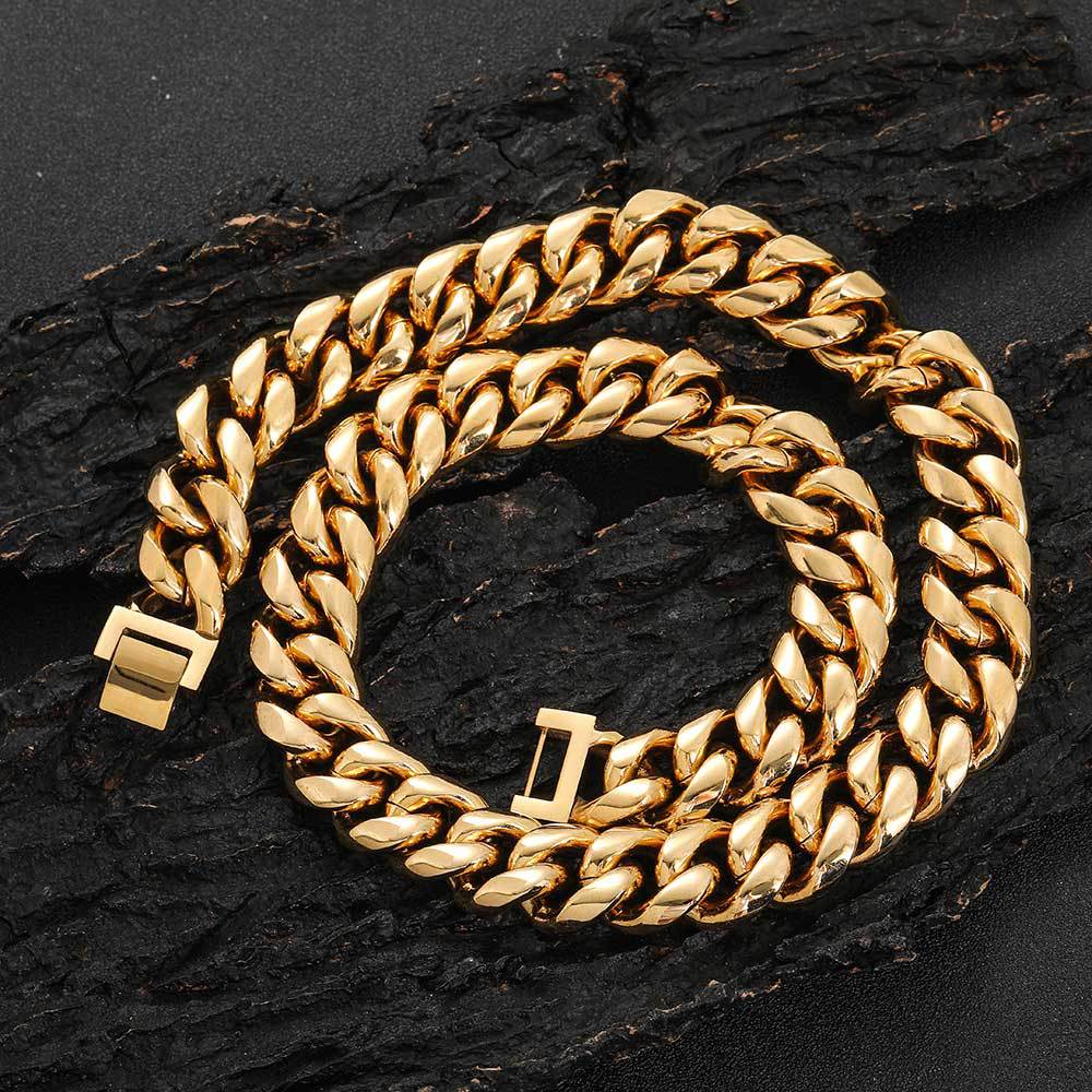 Stainless Steel Six Sides Milled Cuban Necklace For Men