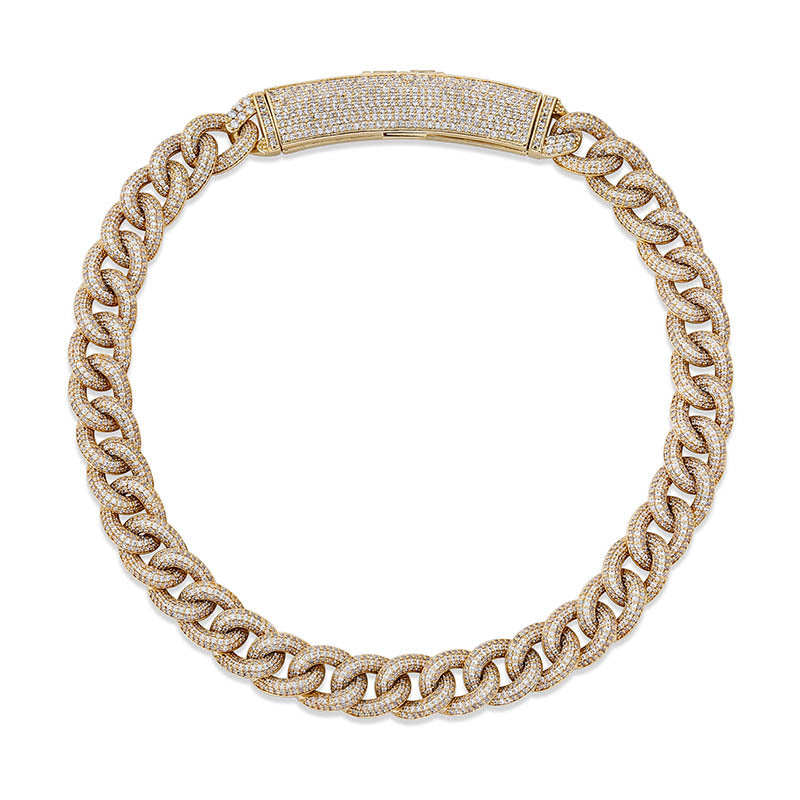 Collar de hombre de Hip Hop con cadena cubana, hebilla de joyería Big Box y circonitas completas