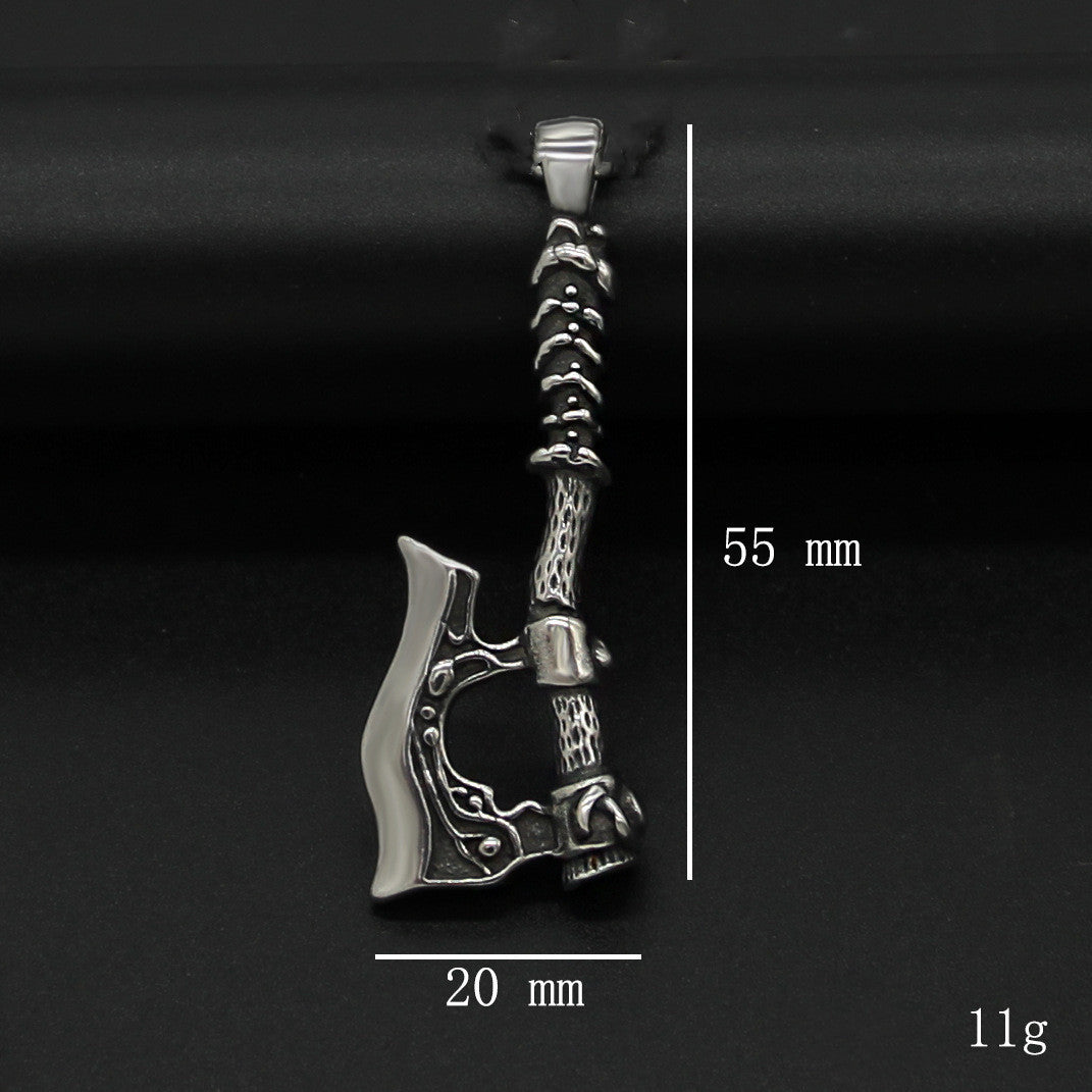 Doppelseitiges Axt-Halskette Odin Legende Titan-Stahlkette
