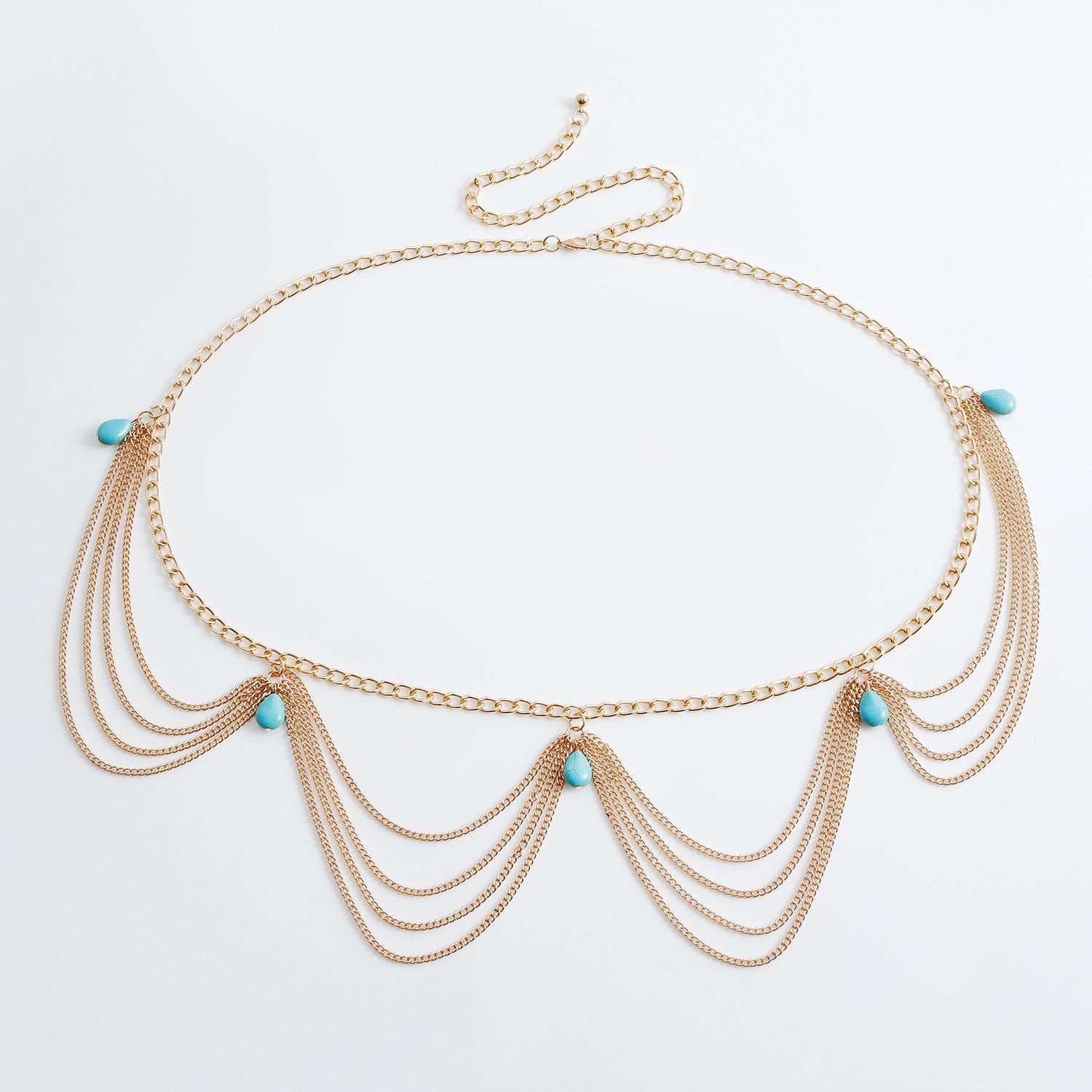Clásica cadena de cintura y vientre retro turquesa para mujer, playa de verano, sexy, sencilla, accesorios de joyería, regalo