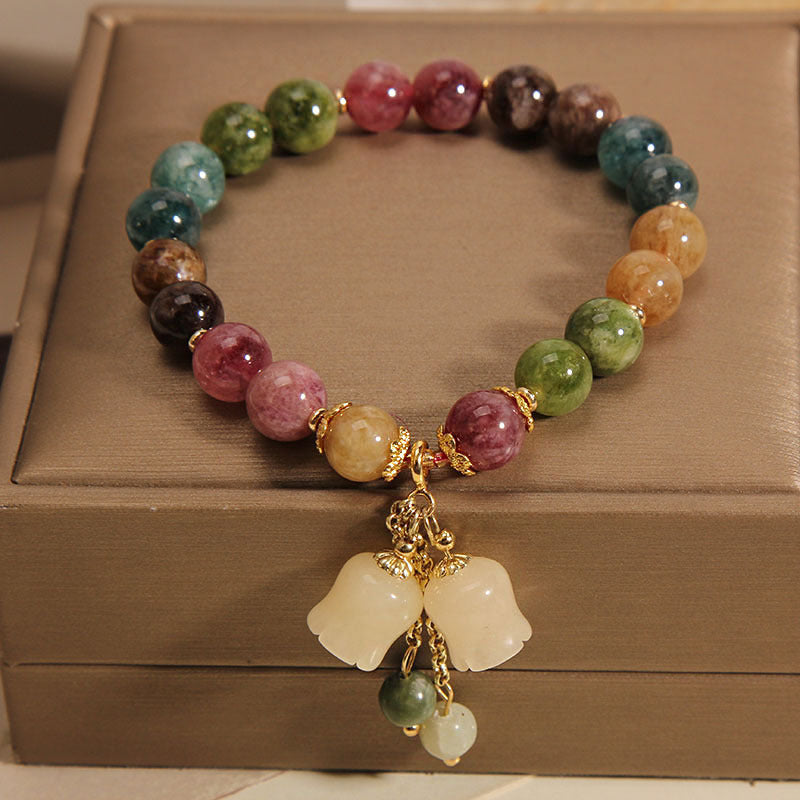 Pulsera de mujer con colgante de lirio, con turmalina de color natural, estilo veraniego Ins