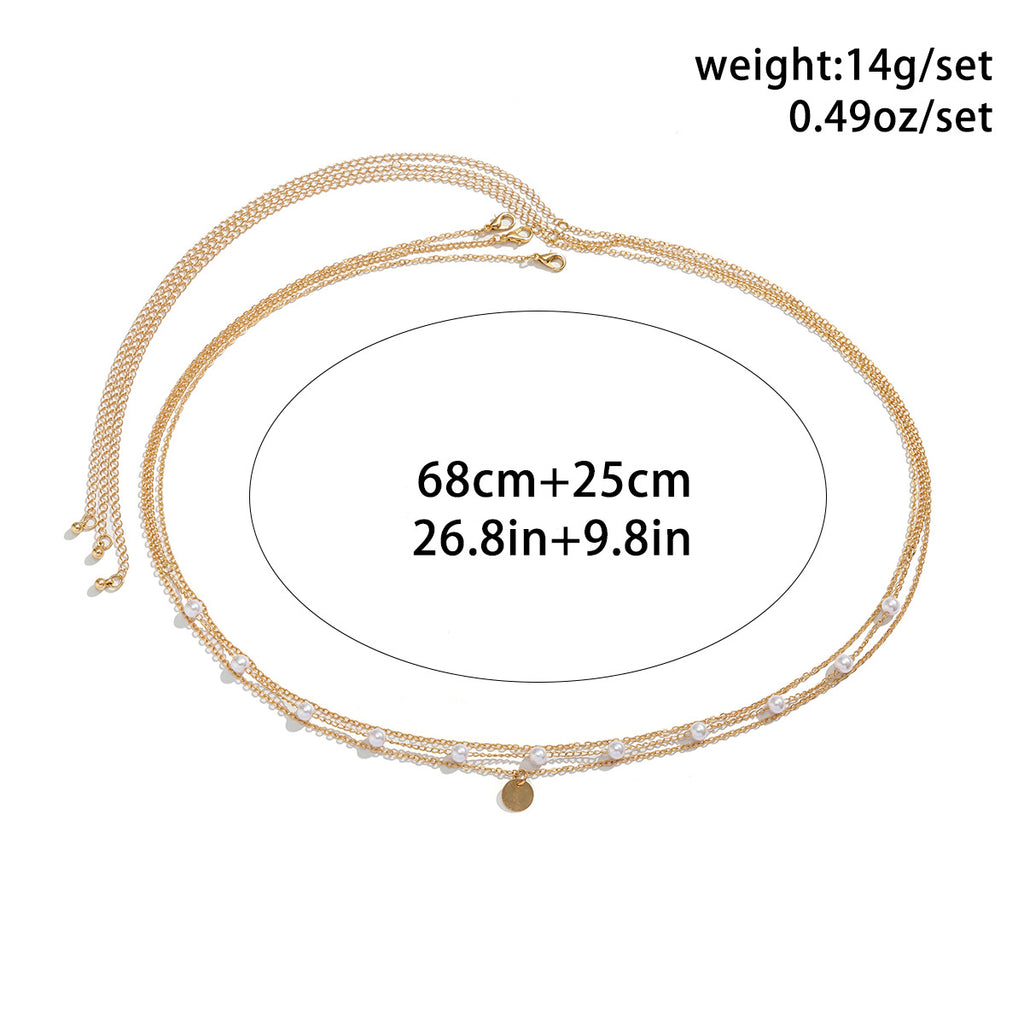 Classic Flat Snake Link Waist Chain Imitation Pearl Beads for Women Sexy Belly Body Chains Jewelry Party Summer Street