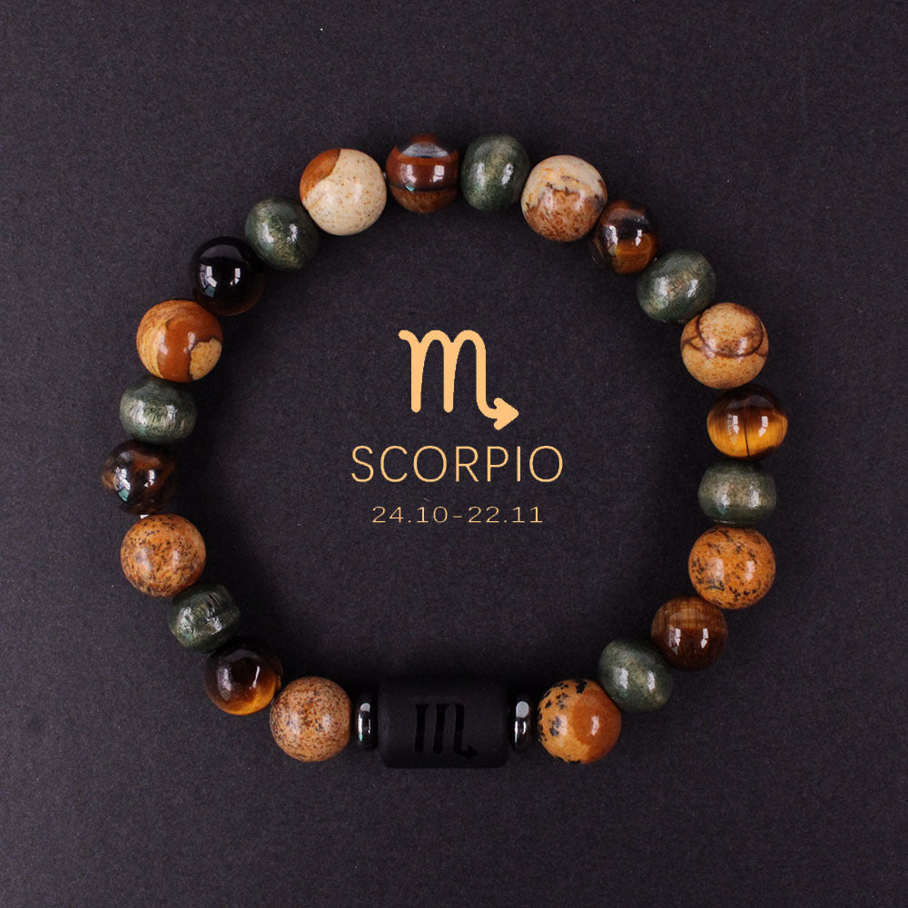 Twelve Constellation Couple Bracelet Tigereye Handmade Bracelet Shooter