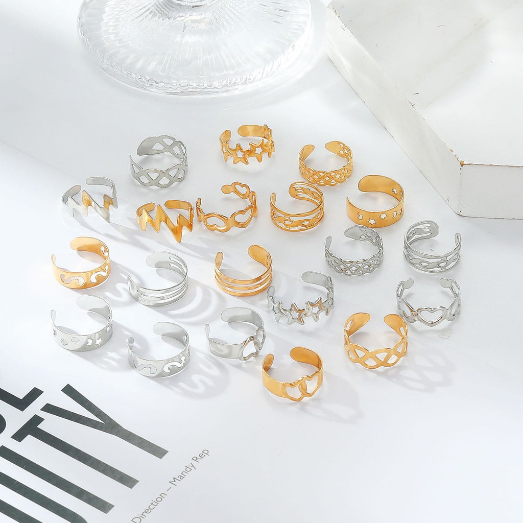 Legierung Stern Mond Zehenring 10-teiliges Set