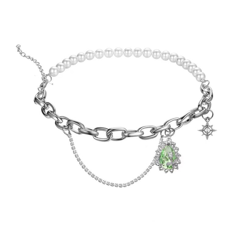 Damenmode Strass Spleißen Perlenkette