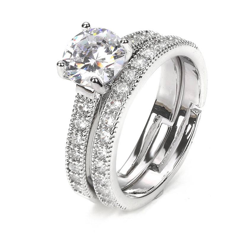 Anillo de plata con zirconias combinables para parejas