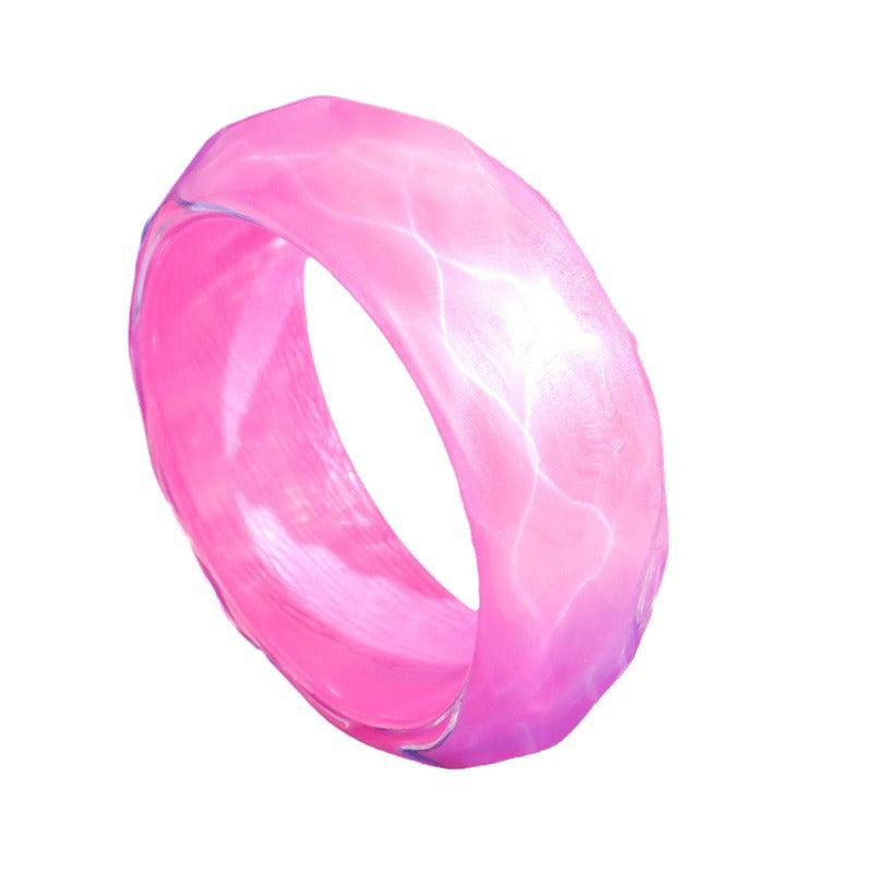 Pulsera acrílica colorida, pulsera de resina redonda irregular
