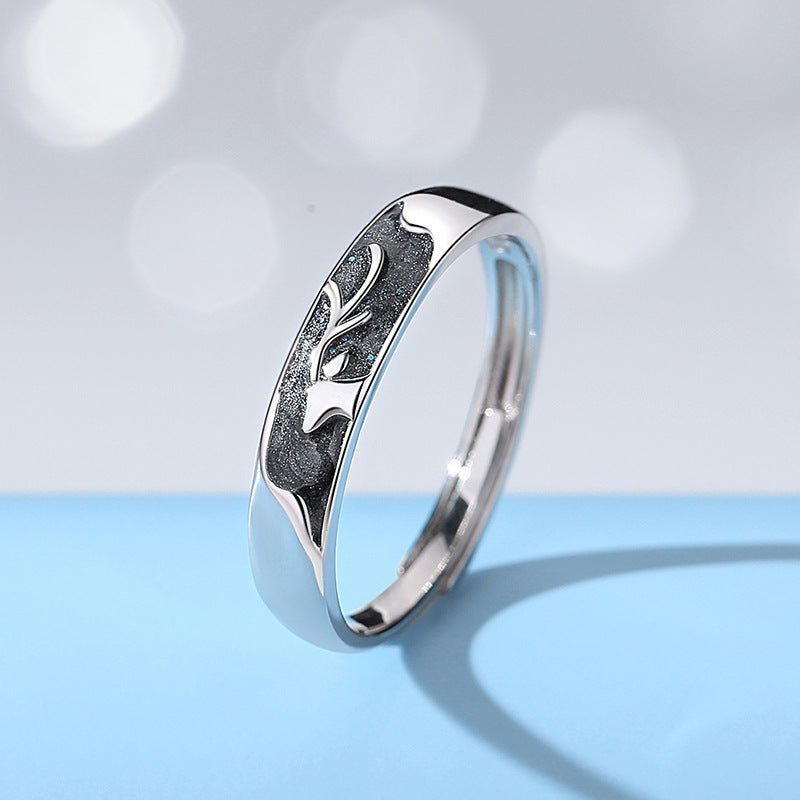 Nuevos anillos de pareja de ballenas y ciervos para mujer