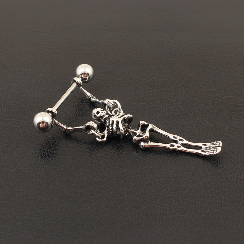 Anillo de pezón con calavera, joya corporal antigua