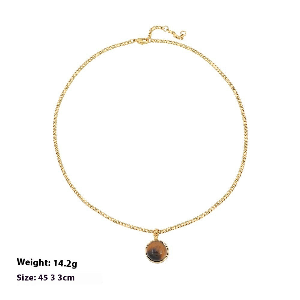 Halskette und Armband aus böhmischen Tigeraugenperlen im Retro-Stil