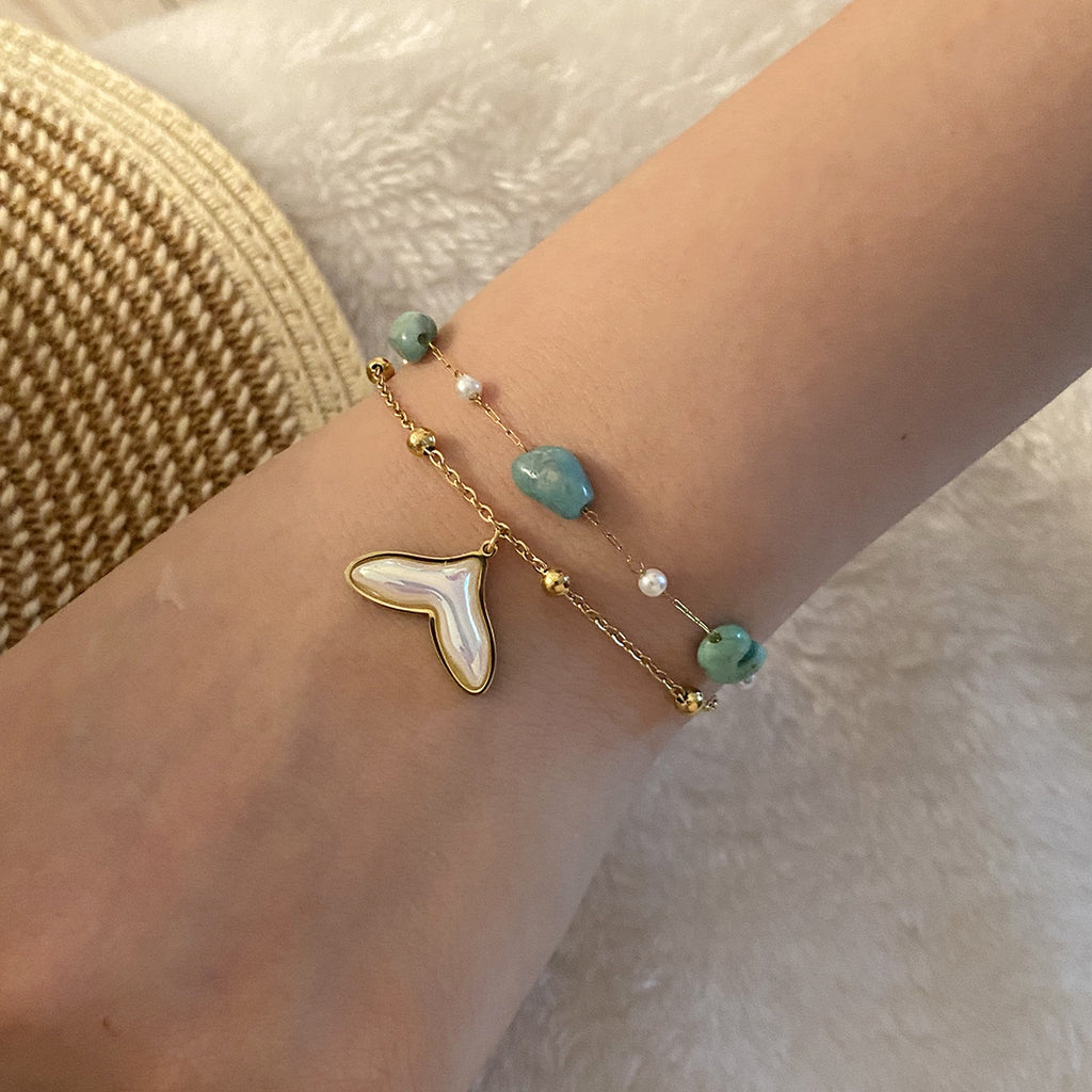Sommer Muschel Seestern Armband Natursteinarmband