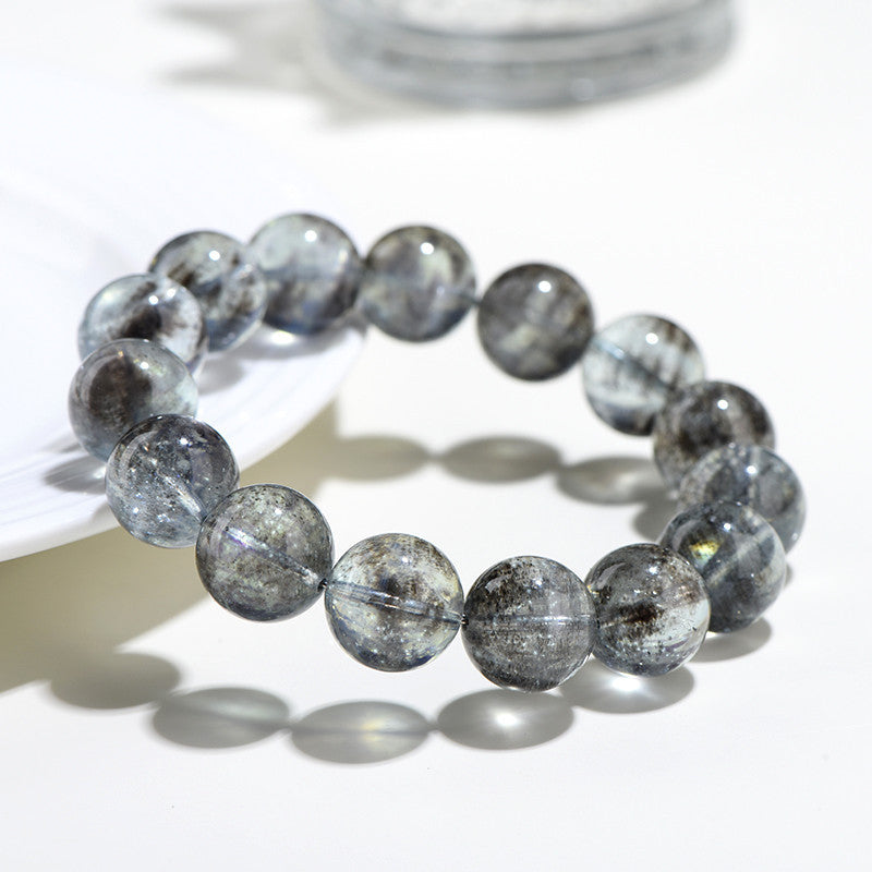 7A Natural Black Aquamarine Ball Bracelet