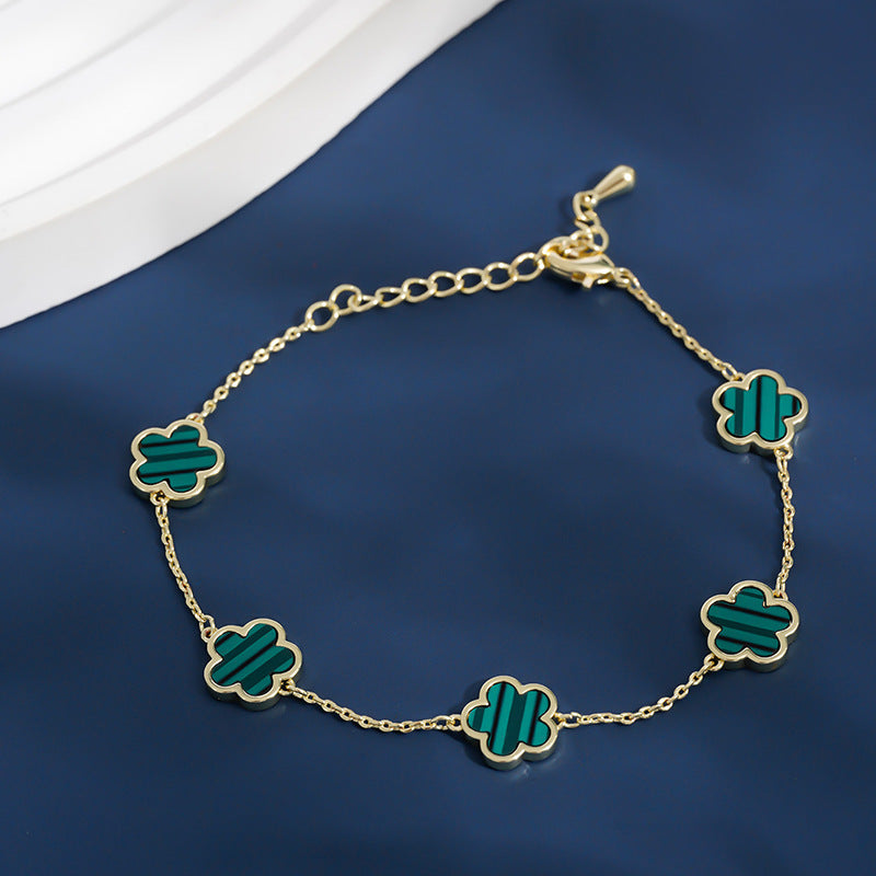 Echt vergoldetes Fünf-Blüten-Armband für Frauen
