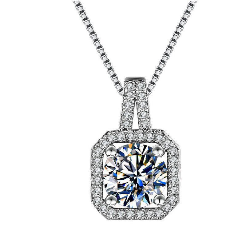 Viereckige Diamantringe Ohrstecker Halskettenschmuck-Set