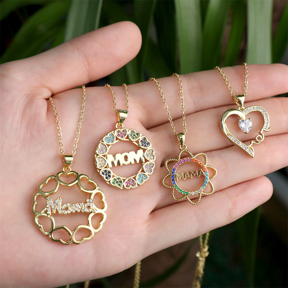 MAMA Muttertag Halskette Geschenk Mode Liebe Mikro Strass