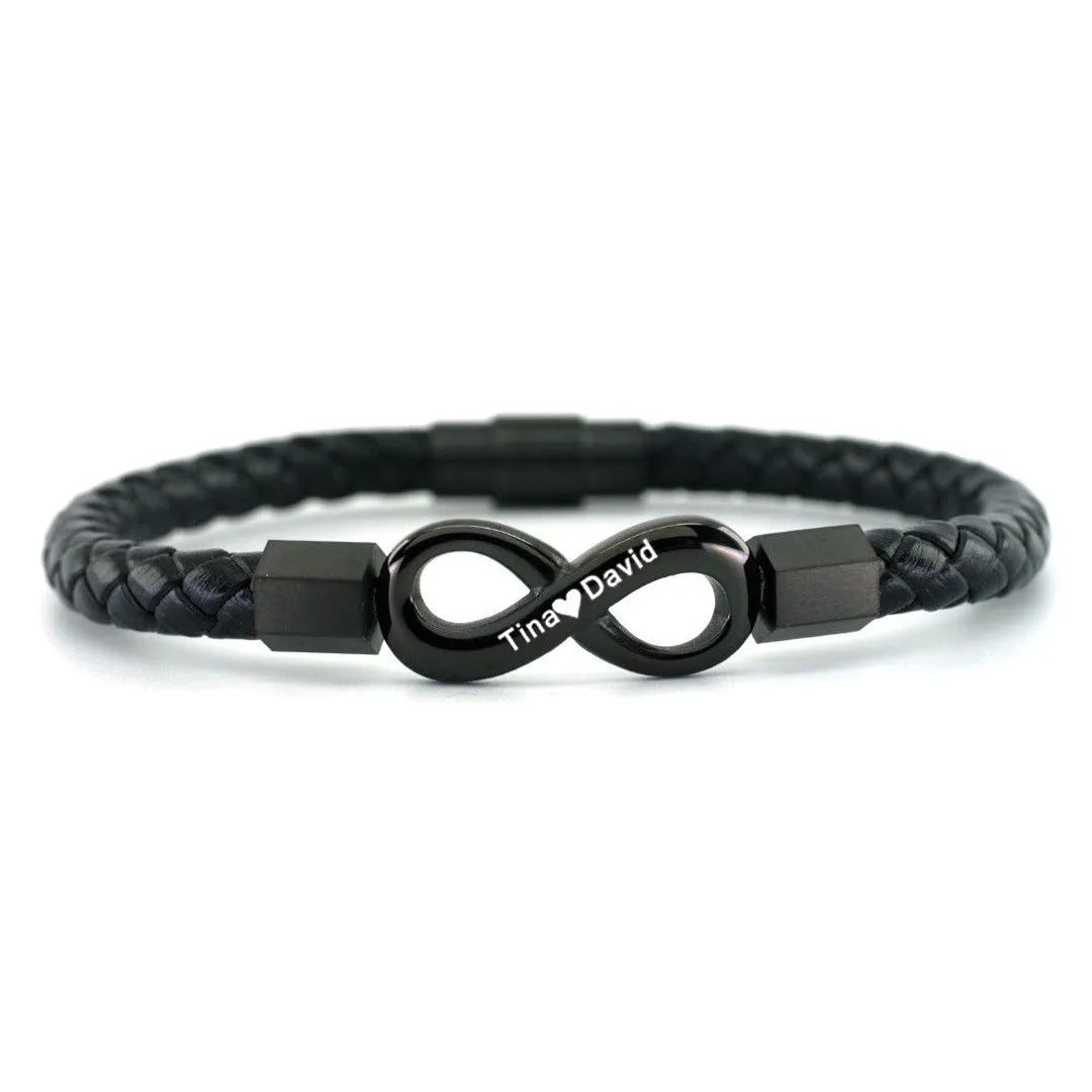 Para Mi Hombre Nombres Personalizados Te Amo Por Siempre Y Para Siempre Pulsera Infinita de Cuero Para Esposo Papá Hijo