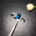 Blauer Topas Ring Kristall Volles Netz Feuer Farbe 925er Silber K Gold Handwerk Zartes Mosaik
