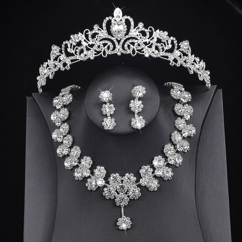 Braut Hochzeit Halskette Ohrringe Kopfschmuck Dreiteiliges Set
