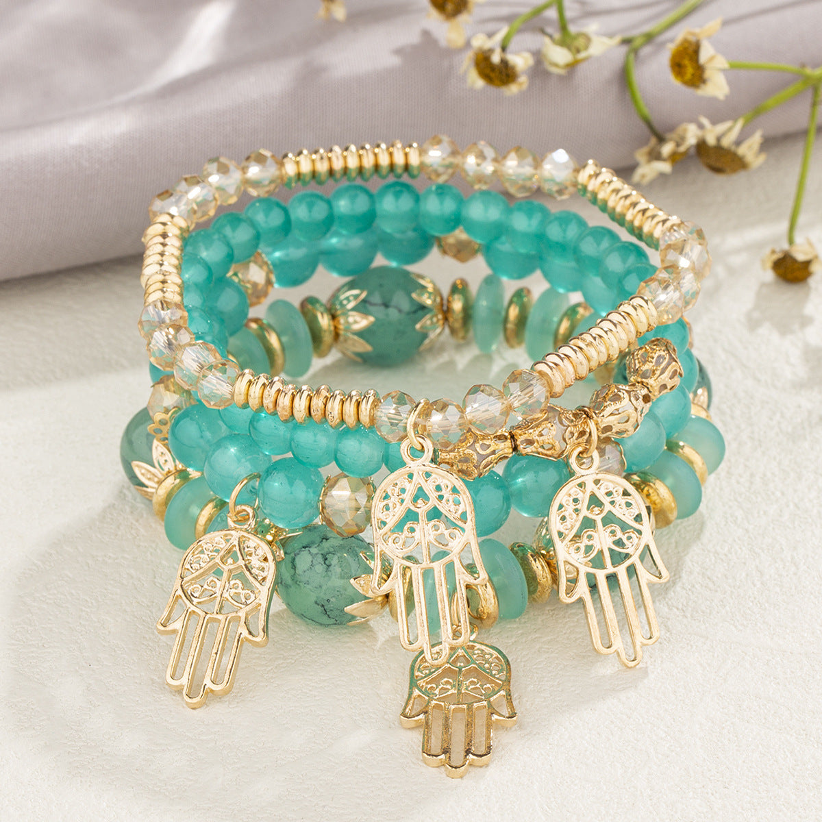 Pulsera bohemia, joyas creativas para mujer, Palma