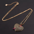 Collar AAA de circonita completa para mujer, chapado en oro real, cobre, corazón de melocotón, joyería