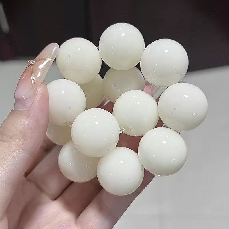 Rare Large Size White Jade Bodhi Root Bracelet