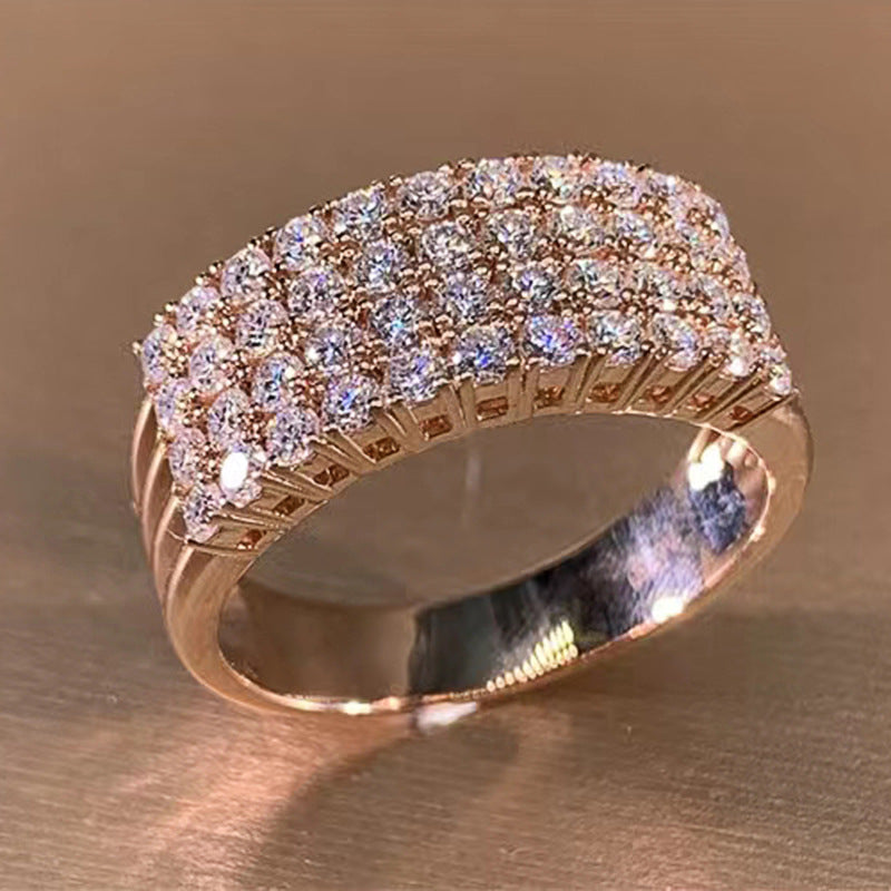 Anillo Geométrico Femenino con Zirconia Incrustada Brillante