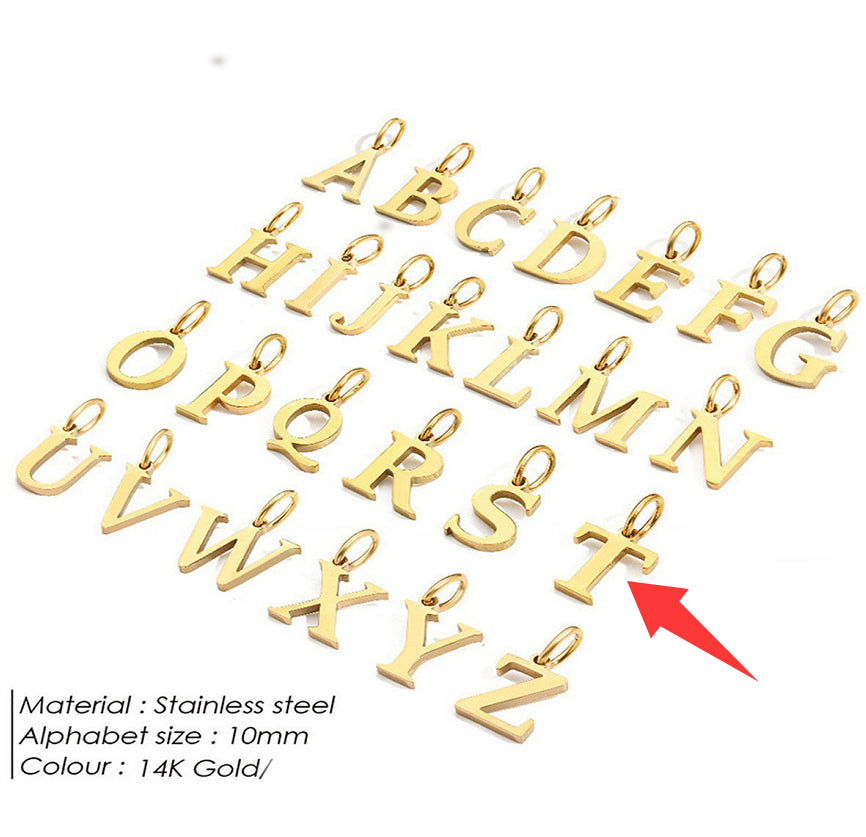 26-letter Hanging Stainless Steel Letter Necklace