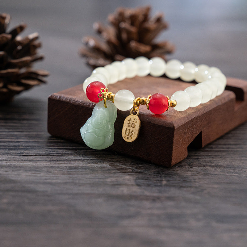 Ethnic Style Blessing Card Smiling Face Buddha Bracelet