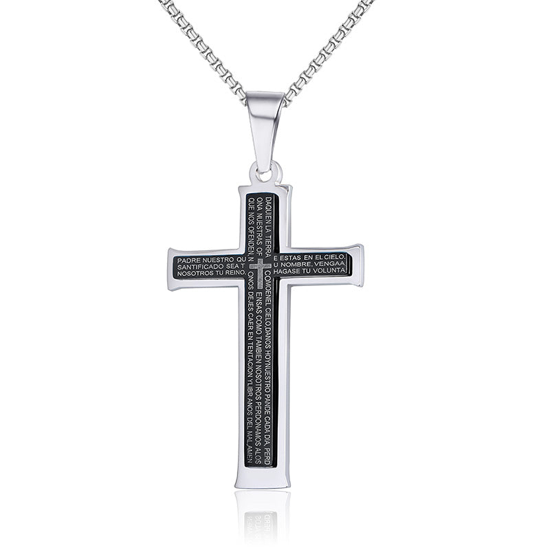 Double Cross Herren Titan Halskette Edelstahl Anhänger Schmuck