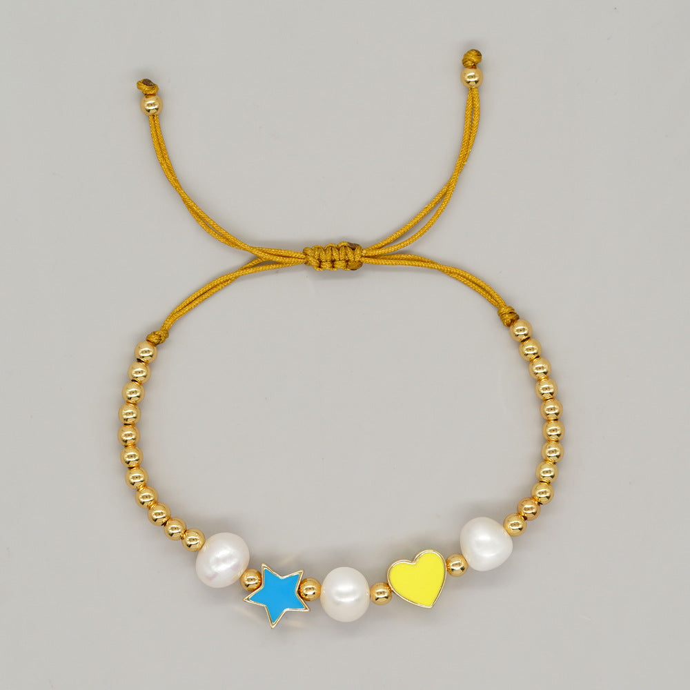 Copper Oil Drop Peach Heart Couple Bracelet Valentine's Day