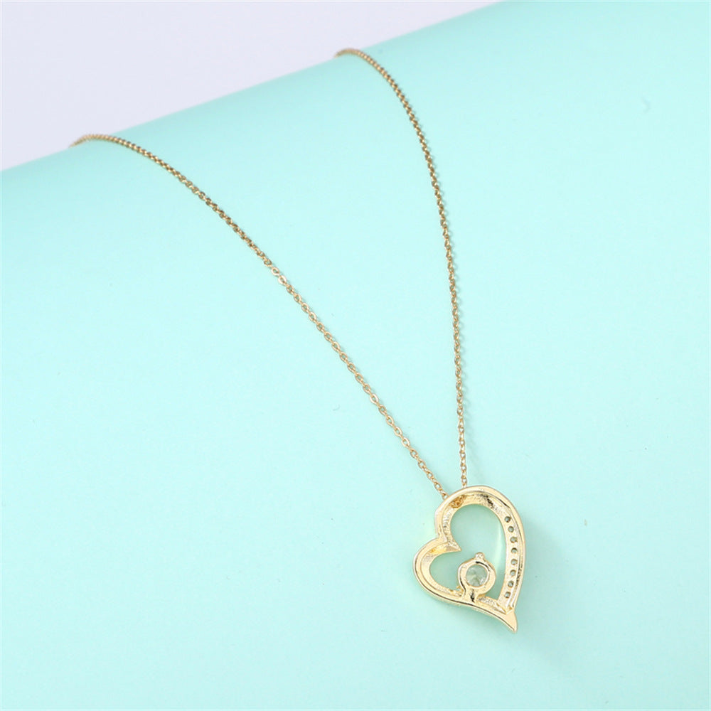Simple Heart-shaped Zircon Necklace For Women