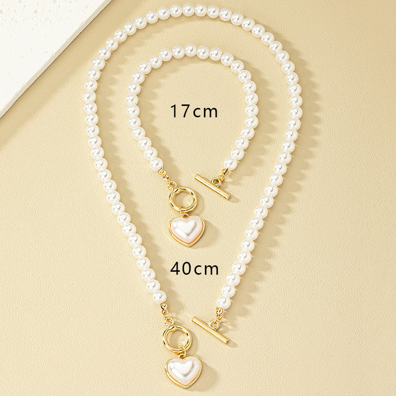 Liebe Perle OT Schnalle Halskette, Armband Set