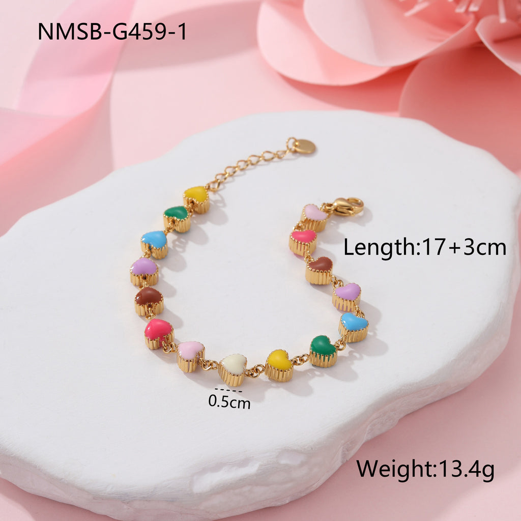 Collar de aceite colorido Pulsera de acero titanio con forma de corazón