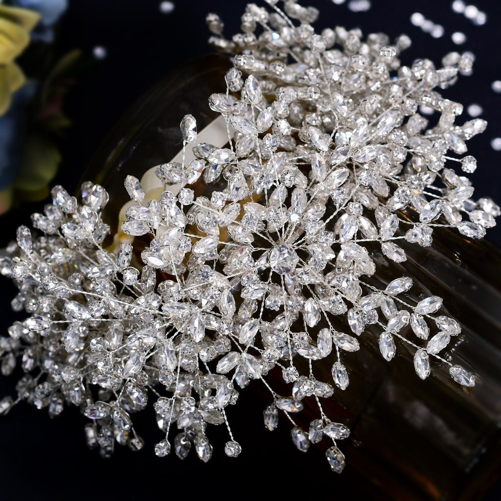 Nueva corona de boda de reina de hielo y nieve con diamantes de imitación hechos a mano pesados