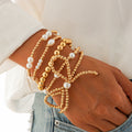 Personalisiertes Armband mit Schleife und Perlen, mehrlagig, 5-teiliges Set