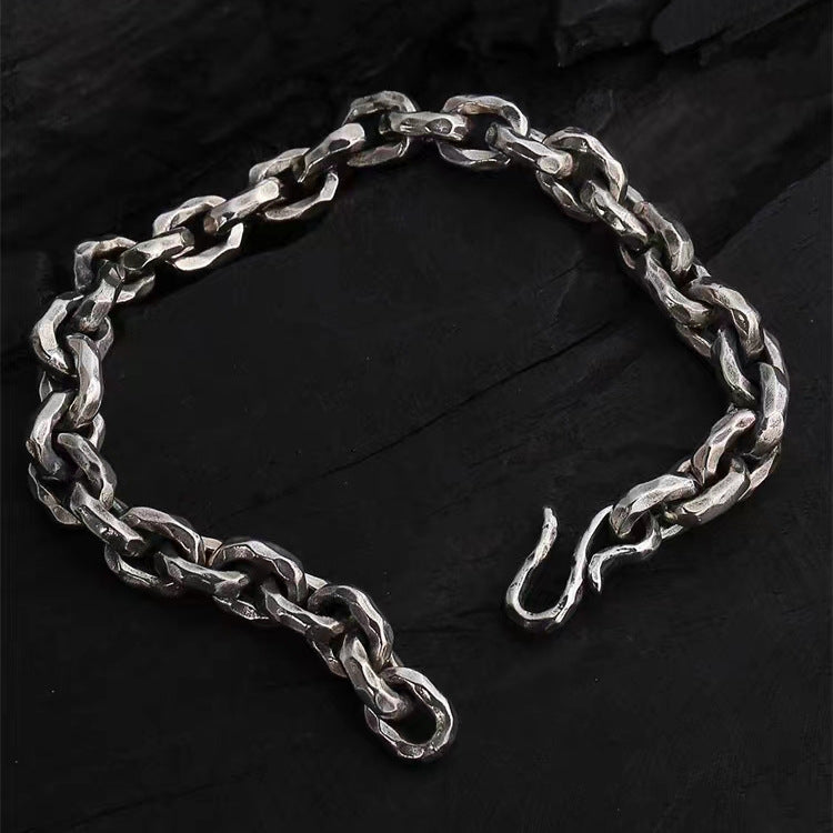 Handgehämmerter Klang Armreif Thailändisches Silber Vintage Herren