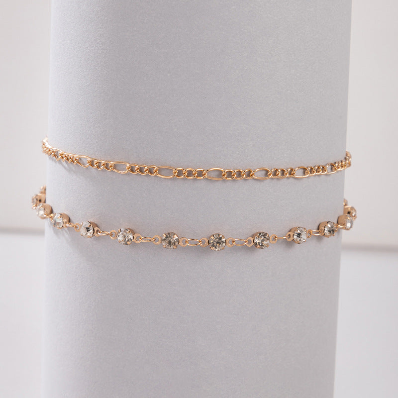 Tobillera Doble de Diamantes de Joyería Lujosa Sencilla