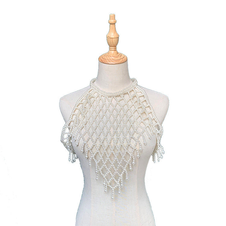 Handgestrickte Kleidung Schmuck Shooting Perlen-Schal