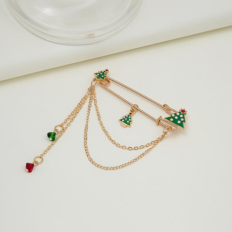 Broche de moda con cadena y cascabel