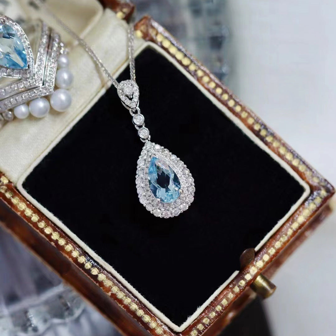 Meerjungfrauen Tränen Edelstein Halskette Leichter Luxus High-End Ohrstecker Schlichter Eleganter Designschmuck