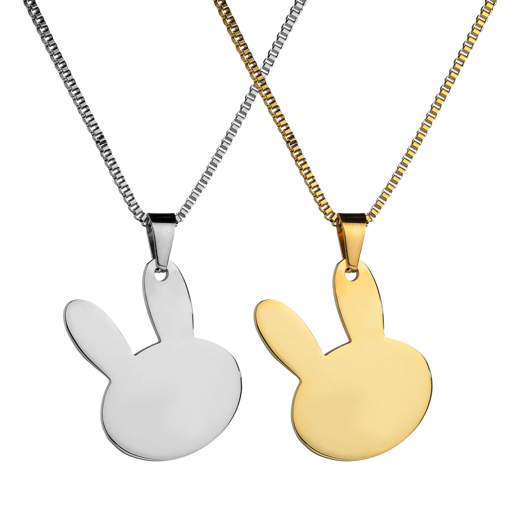 Cartoon rabbit stainless steel lettering military card