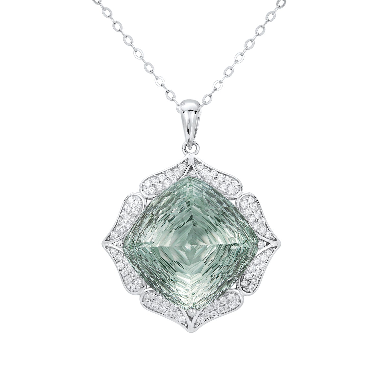 Luxuriöse Pulloverkette Femininität S925 Silber Set Großer natürlicher grüner Kristallanhänger Hochwertiger Schmuck