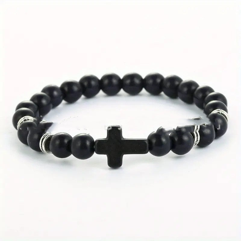 Bohemian Natural Stone Turquoise Cross Beads Bracelet