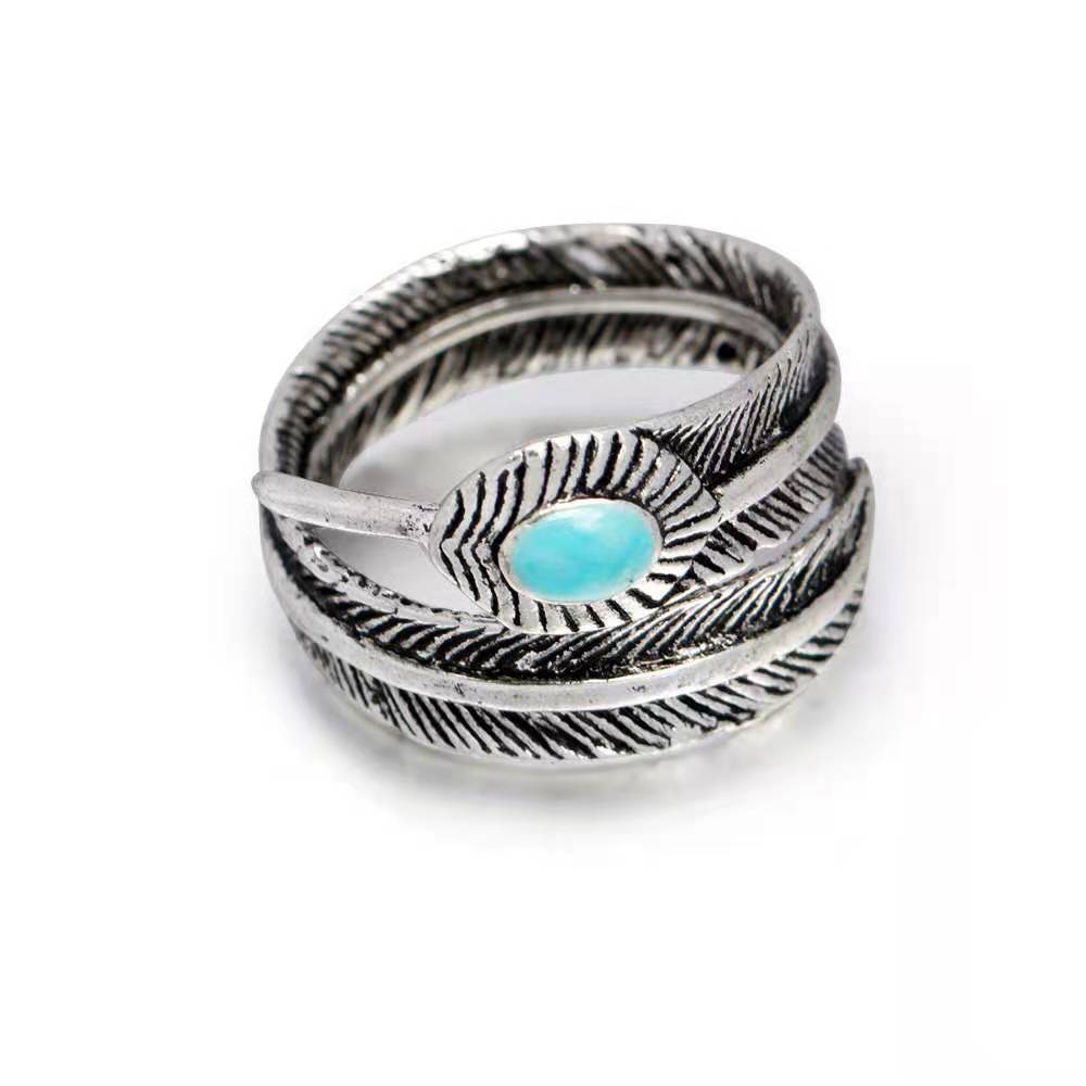 Feder Herren- und Damenring Schmuck Blattring
