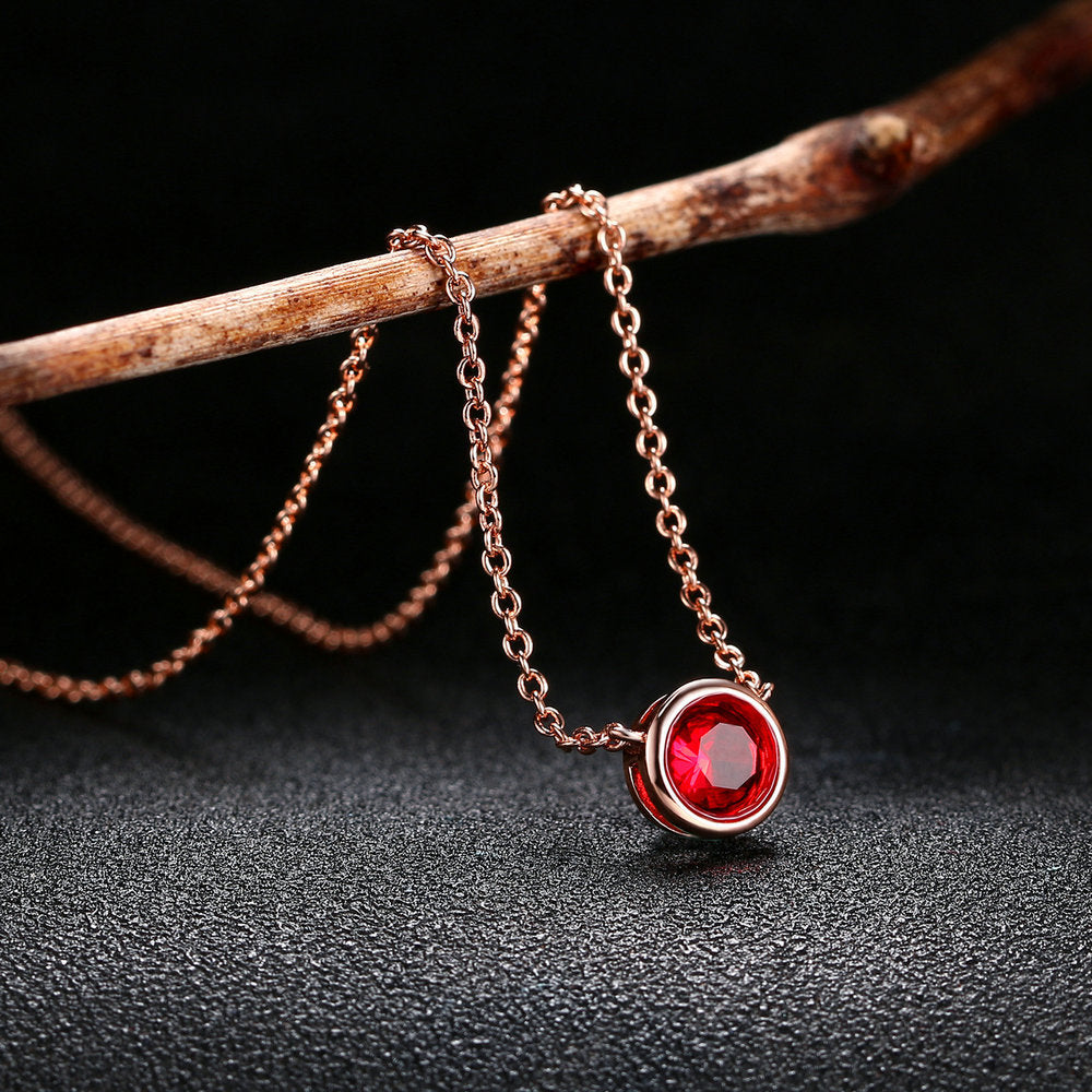 Halskette für Damen, schlichter Stil, Zirkonia-Anhänger, Roségold-farben, Modeschmuck, Geburtstagsgeschenk