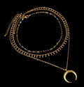 Gargantilla de cadena de capas con colgante de luna, joyería de cadena para niñas y mujeres