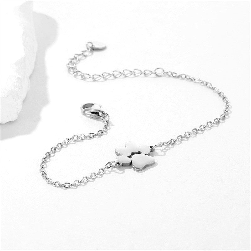 Joyas populares para mujer con huella de perro, pulsera con huella de perro o gato de acero inoxidable, accesorios de pulsera de acero de titanio