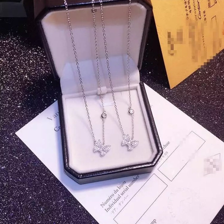 925 Sterling Silber Schmetterling lange Halsketten