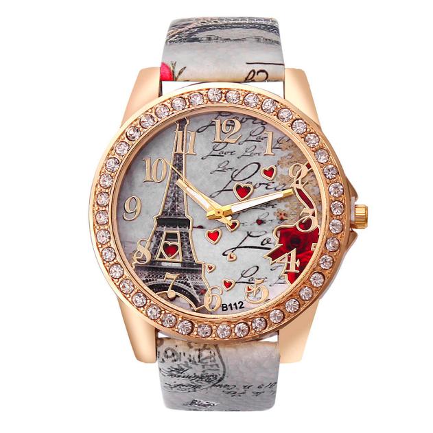 Neue Vintage Paris Eiffelturm Damen Quarz Uhr Frauen Mädchen Damen Studentinnen Lässige Armbanduhr Relojes